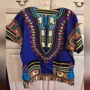 Like New, Vibrant Multicolor Dashiki Top